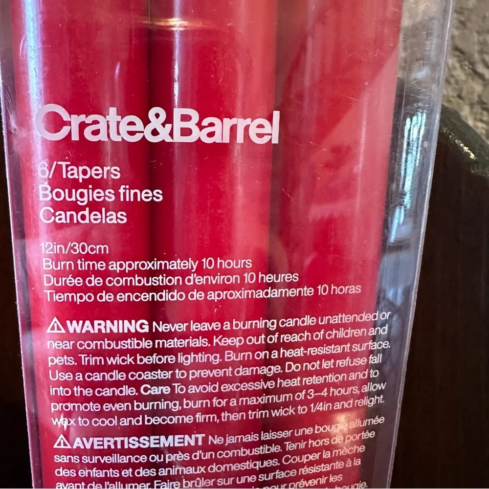 Crate&Barrel Red Taper Candle Set
